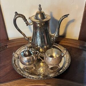 Elegant Silver Tea Set with Tray
